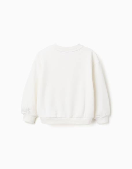 Sweat en coton avec imprimé floral à l'avant Beige clair 3 - vertbaudet enfant 