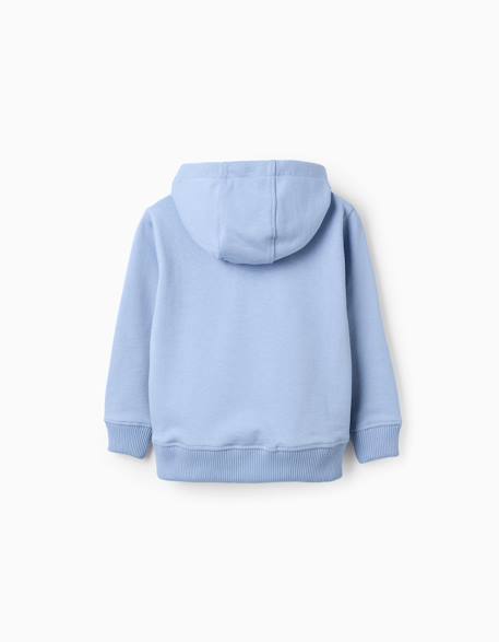 Sweat en coton à col zippé et capuche Bleu clair 2 - vertbaudet enfant 