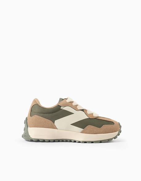 Baskets bi-matière à lacets superlight runner Vert foncé 1 - vertbaudet enfant 
