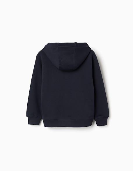 Sweat à capuche avec imprimé et poche à l'avant Blanc+Bleu foncé+Jaune 6 - vertbaudet enfant 