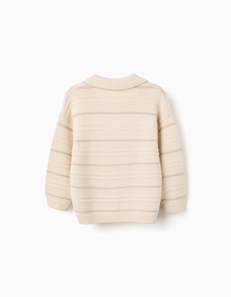 Pull en maille de coton à col polo Blanc 3 - vertbaudet enfant 