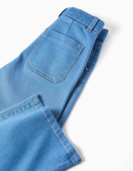Pantalon en jean à jambes larges Bleu+Bleu clair 8 - vertbaudet enfant 