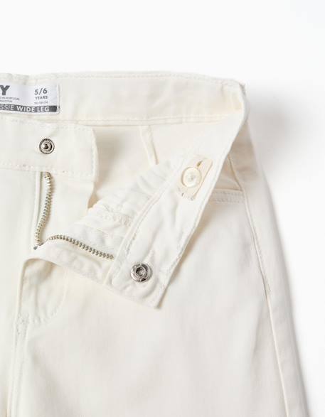 Pantalon en sergé de coton à jambe large Blanc+Jaune clair 3 - vertbaudet enfant 