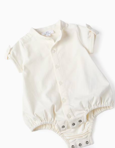 Ensemble body + short à rayures en coton Rouge foncé 3 - vertbaudet enfant 