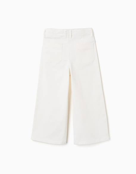 Pantalon en sergé de coton à jambe large Blanc+Jaune clair 2 - vertbaudet enfant 