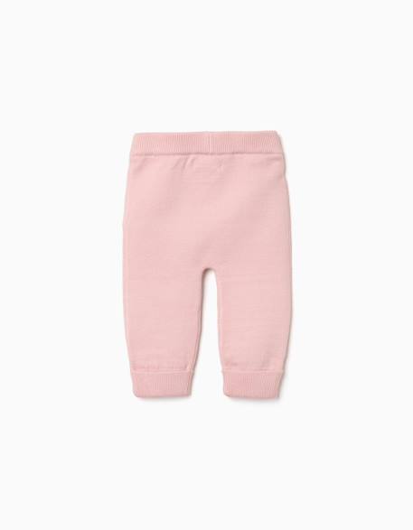 Pantalon en maille avec taille élastique Rose clair 2 - vertbaudet enfant 