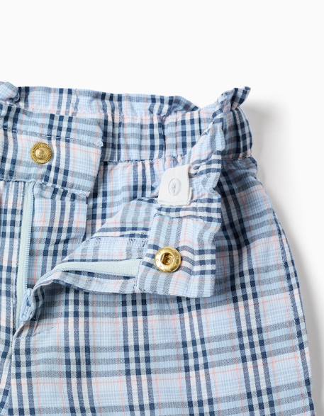 Pantalon large en coton à carreaux b&s Bleu foncé 3 - vertbaudet enfant 
