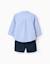 Ensemble chemise rayée à manches longues et short en coton Bleu 2 - vertbaudet enfant 