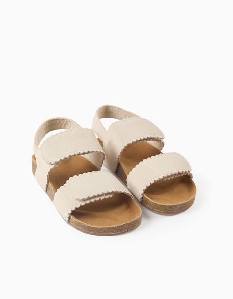 Sandales en daim avec fermeture à scratch Beige clair 2 - vertbaudet enfant 