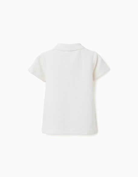 Polo en coton côtelé Blanc 2 - vertbaudet enfant 