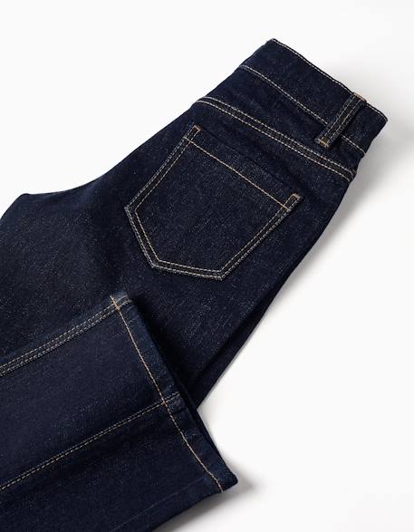 Jean à coupe droite avec couture à l'avant Bleu foncé 4 - vertbaudet enfant 