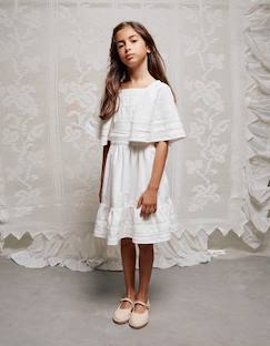 Robe en coton à manches cape et ceinture  - vertbaudet enfant
