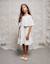 Robe en coton à manches cape et ceinture Blanc 1 - vertbaudet enfant 