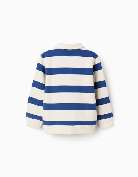 Sweat en coton rayé avec col polo Bleu foncé 3 - vertbaudet enfant 