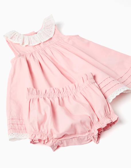 Robe en popeline + bloomer à volants Rose clair 4 - vertbaudet enfant 