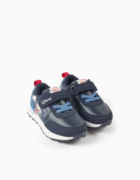 Baskets bi-matière avec imprimé mickey Bleu foncé 2 - vertbaudet enfant 