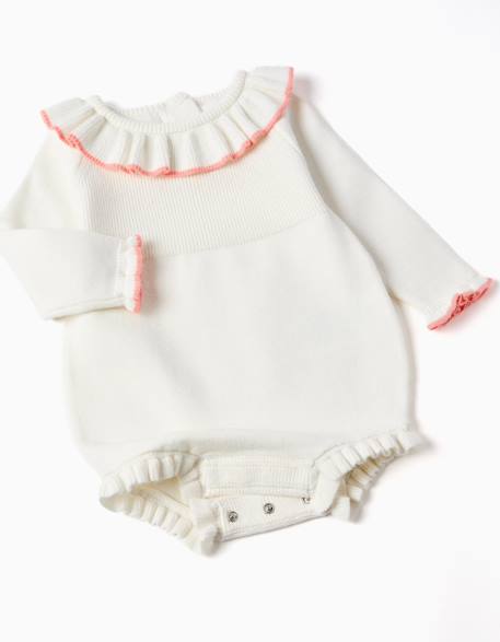 Combinaison en maille à bords volantés Blanc 3 - vertbaudet enfant 
