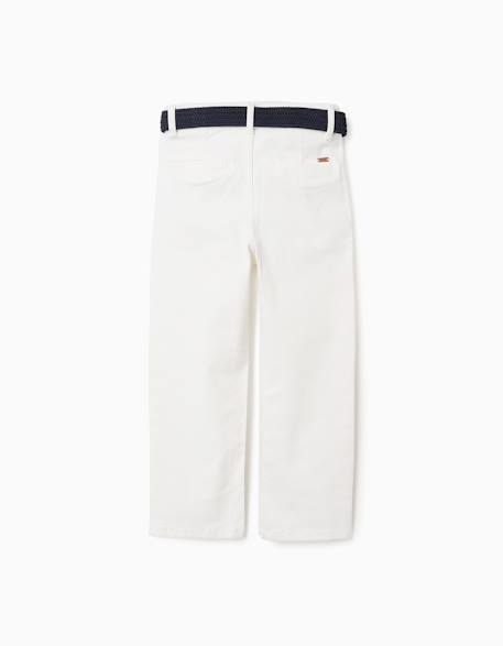 Pantalon chino slim en sergé avec ceinture Blanc+Bleu+Rouge foncé 2 - vertbaudet enfant 