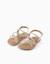 Sandales en cuir à brides brillantes Gris 2 - vertbaudet enfant 