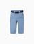 Pantalon chino slim en sergé avec ceinture Bleu+Rouge foncé 1 - vertbaudet enfant 