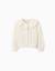 Cardigan en coton avec maille ajourée et volants Beige clair 1 - vertbaudet enfant 