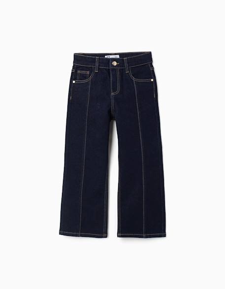 Jean à coupe droite avec couture à l'avant Bleu foncé 1 - vertbaudet enfant 