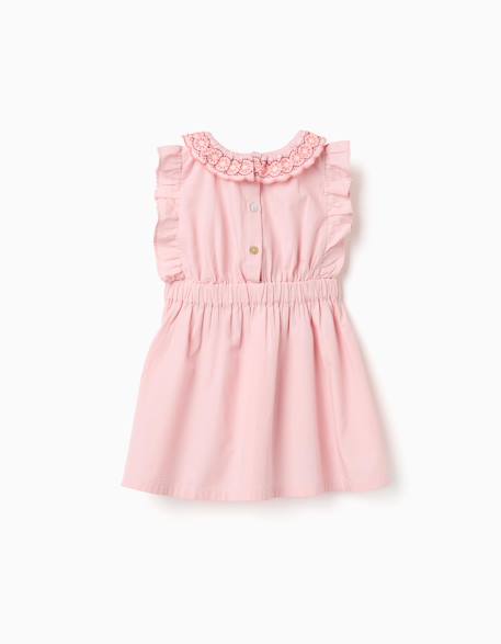 Robe en popeline avec col et manches à volants Rose clair 2 - vertbaudet enfant 
