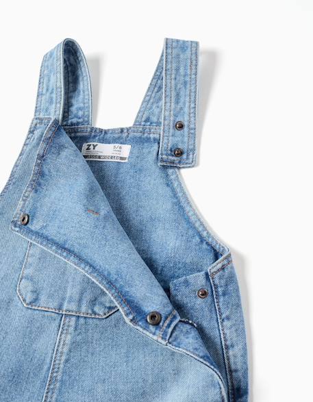 Salopette en jean large à ourlets effilochés Bleu 3 - vertbaudet enfant 