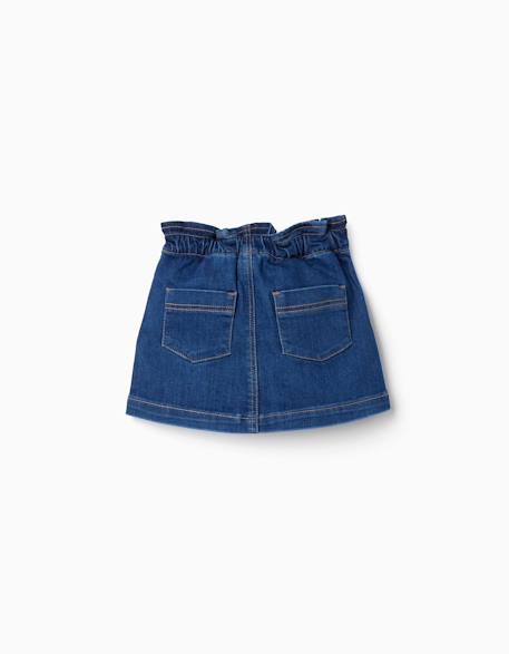 Jupe en jean avec taille paperbag et poches Bleu 2 - vertbaudet enfant 