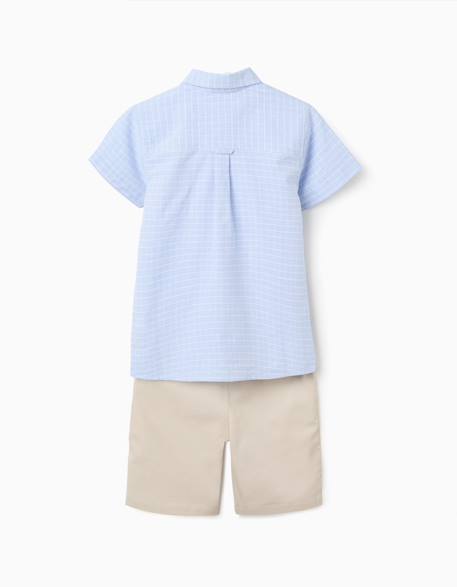 Ensemble chemise à manches courtes et short en coton Beige clair 2 - vertbaudet enfant 