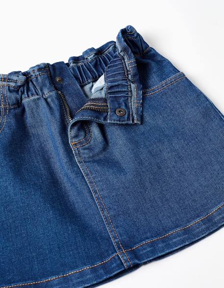 Jupe en jean avec taille paperbag et poches Bleu 3 - vertbaudet enfant 