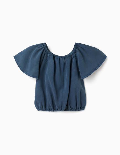 Blouse en lyocell avec col et taille élastiques Bleu foncé 2 - vertbaudet enfant 