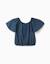 Blouse en lyocell avec col et taille élastiques Bleu foncé 2 - vertbaudet enfant 