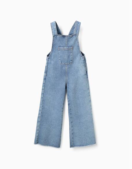 Salopette en jean large à ourlets effilochés Bleu 1 - vertbaudet enfant 