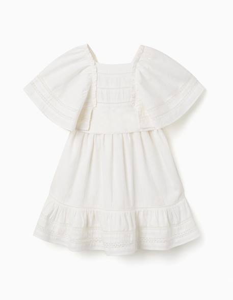 Robe en coton à manches cape et ceinture Blanc 4 - vertbaudet enfant 