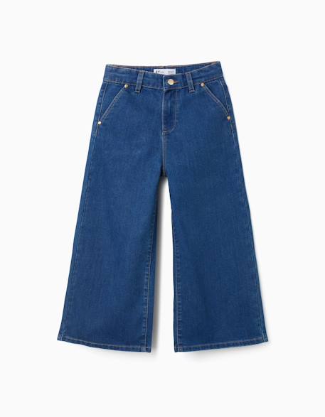 Pantalon en jean à jambes larges Bleu+Bleu clair 1 - vertbaudet enfant 