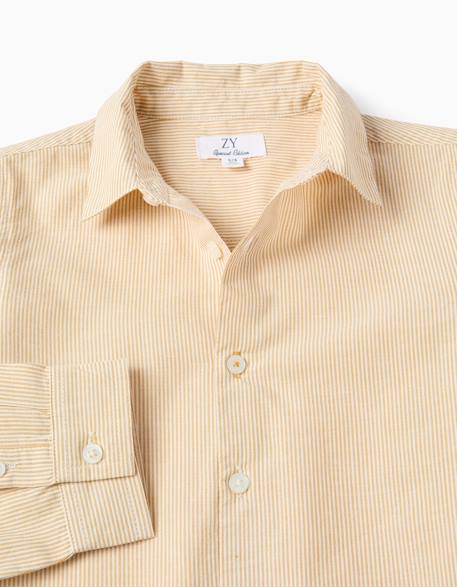 Chemise en coton à manches longues et rayures Jaune 3 - vertbaudet enfant 