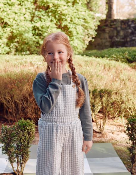 Combinaison en coton à motif vichy b&s Vert clair 2 - vertbaudet enfant 