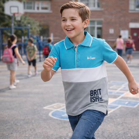 Polo manches courtes garçon imprimé Bleu+Marine+Noir+Rouge 2 - vertbaudet enfant 