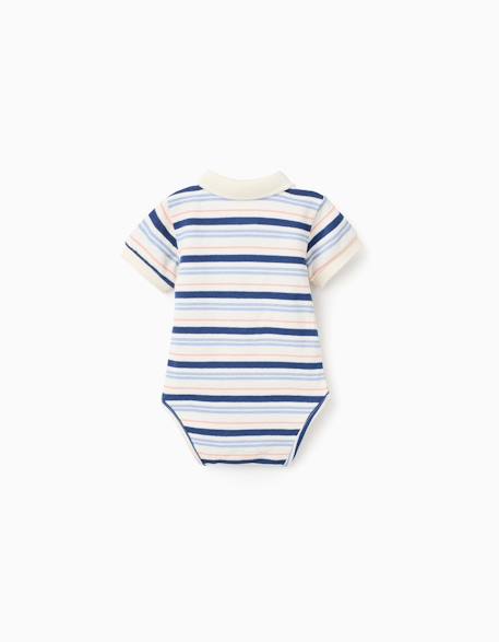 Body-polo en coton à rayures Blanc 2 - vertbaudet enfant 