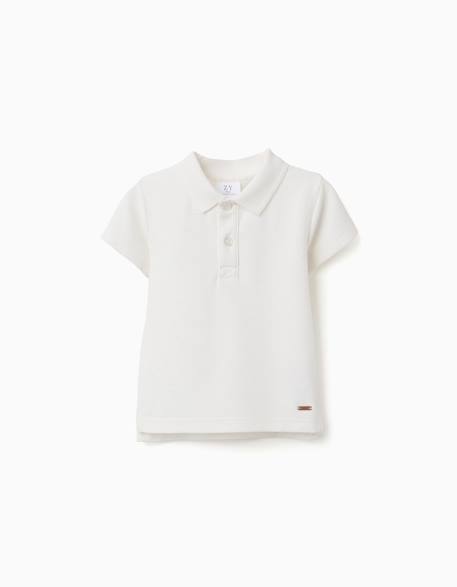 Polo en coton côtelé Blanc 1 - vertbaudet enfant 