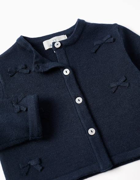 Cardigan en maille court avec nœuds Bleu 3 - vertbaudet enfant 
