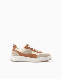 Chaussures-Baskets bi-matière à lacets