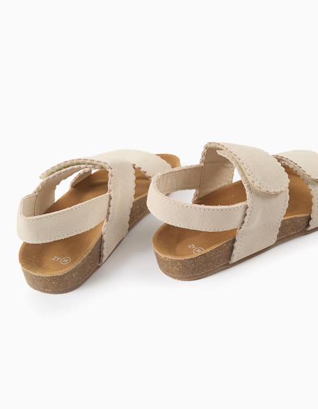 Sandales en daim avec fermeture à scratch Beige clair 3 - vertbaudet enfant 