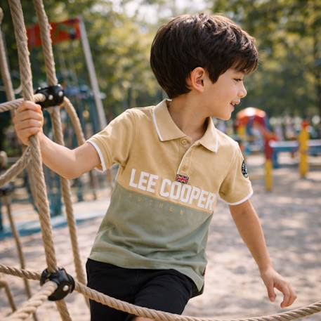 Polo manches courtes garçon imprimé Beige+Marine+Noir+Vert 2 - vertbaudet enfant 