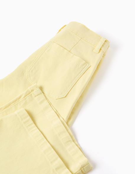 Pantalon en sergé de coton à jambe large Blanc+Jaune clair 8 - vertbaudet enfant 