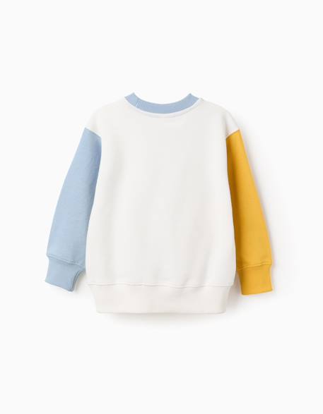 Sweat en coton à bloc de couleurs et imprimé Bleu clair 3 - vertbaudet enfant 