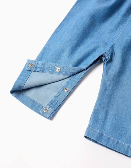 Combinaison en jean avec fleurs brodées Bleu 4 - vertbaudet enfant 