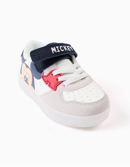 Baskets bi-matière lumineuses avec mickey Blanc 2 - vertbaudet enfant 