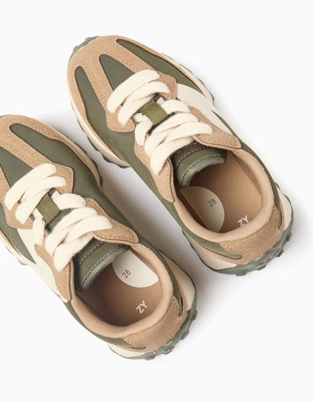 Baskets bi-matière à lacets superlight runner Vert foncé 2 - vertbaudet enfant 